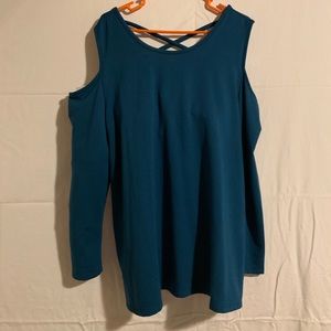 Lane Bryant crisscross cold shoulder top